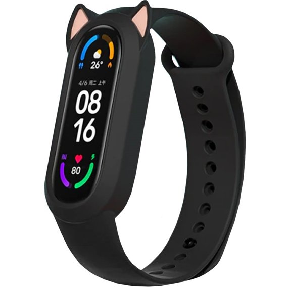 Silicone Strap for Xiaomi Mi Band 5/6/7/7 NFC, Cat Ears, Black
