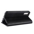 Genuine Split Leather Wallet Stand Cover Shell for Samsung Galaxy A50 - Black